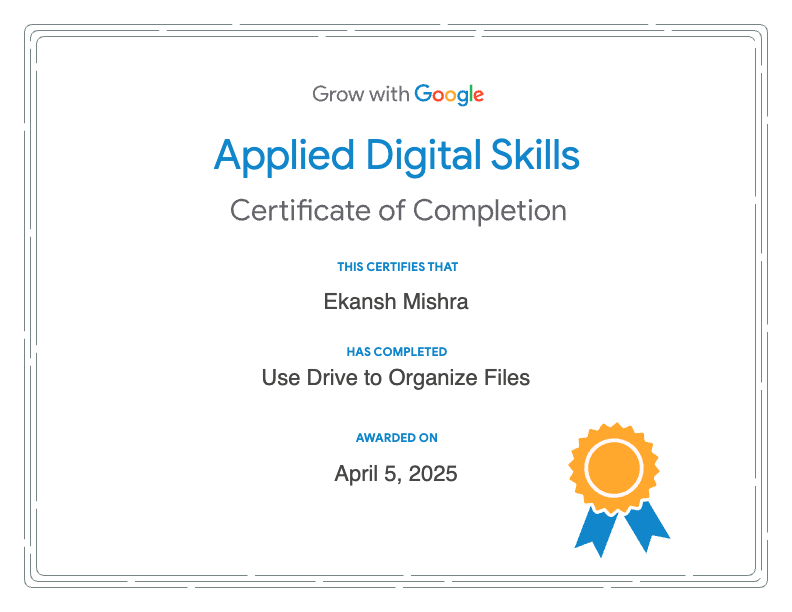 Google Applied Digital Skills evidence one